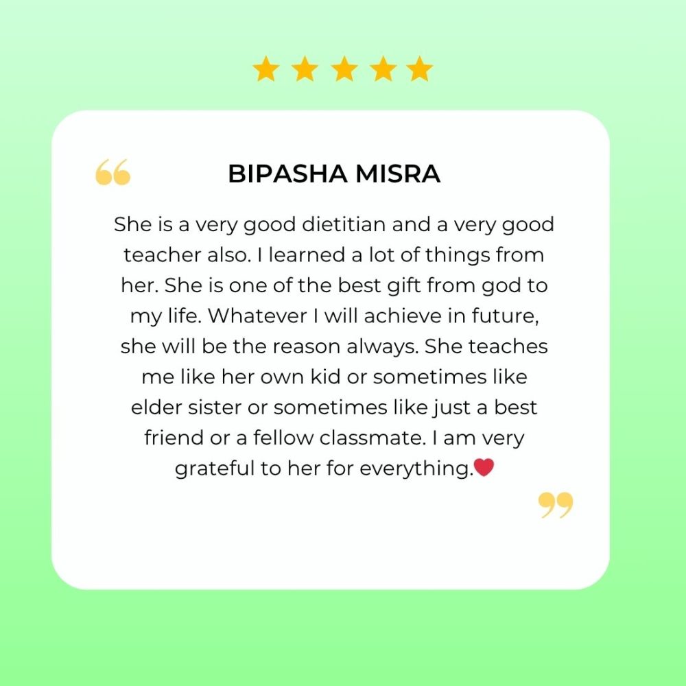 client reviews for dietitian dipanwita saha