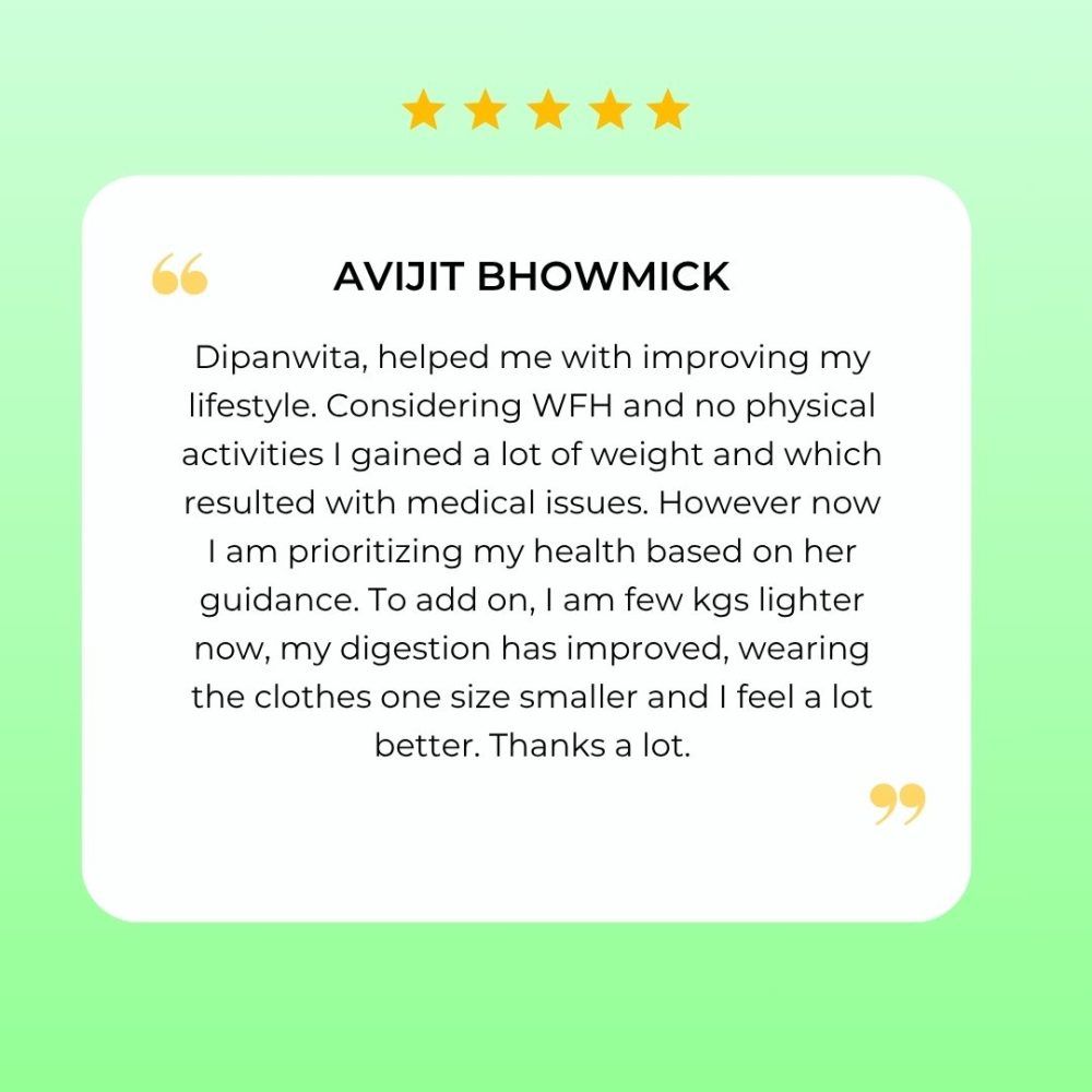 client reviews for dietitian dipanwita saha
