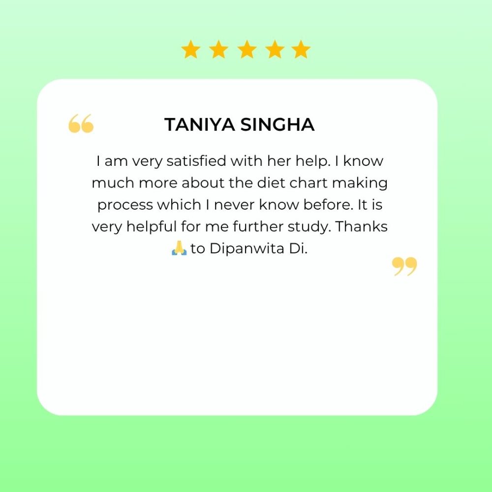 client reviews for dietitian dipanwita saha